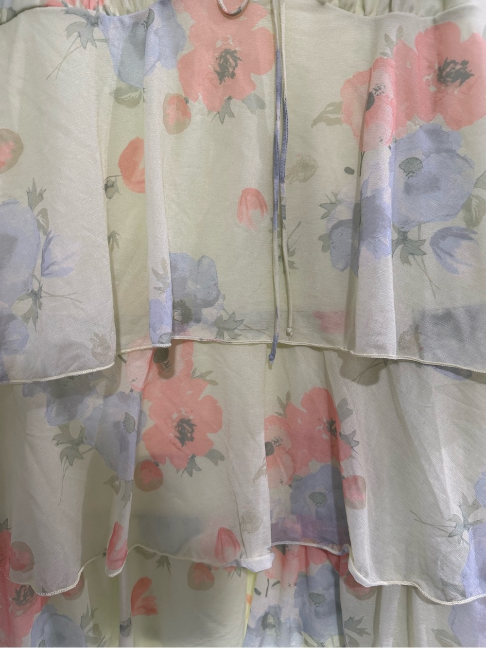 wild fable pastel green floral ruffle-tiered mini dress - Picture 3 of 4